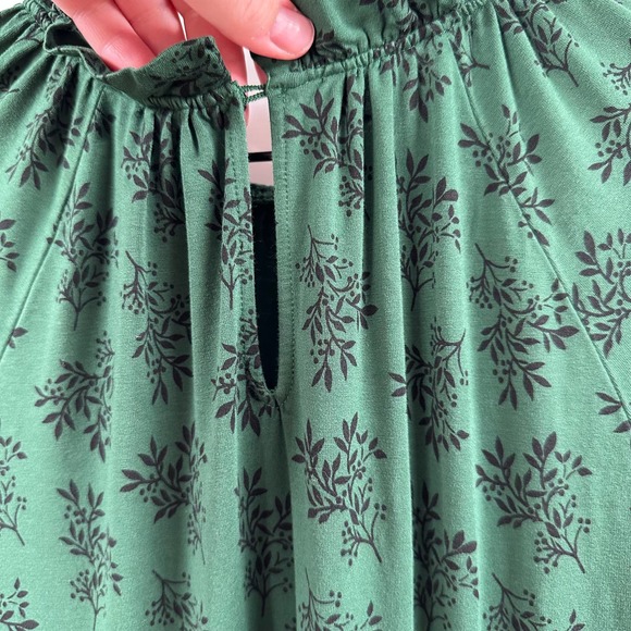 Boden Long Sleeve Maxi Green and Black Floral Dress Size 14 Long - Picture 9 of 9